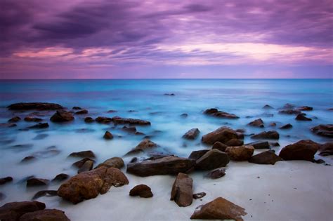 Blue Sea And Purple Sky Hd Nature 4k Wallpapers Images Backgrounds