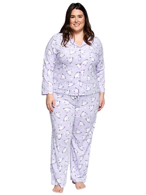 women s plus size sleepwear long sleeve snowmen pajamas pjs set 2 piece set