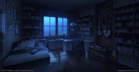 Night Cute Anime Bedroom Background Artstation Chill Room 2d