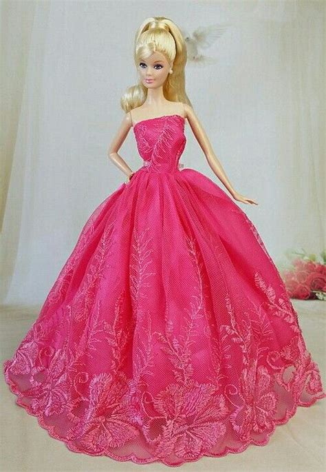 Pink Net Dress For Barbie Barbie Gowns Barbie Pink Dress Doll Dress