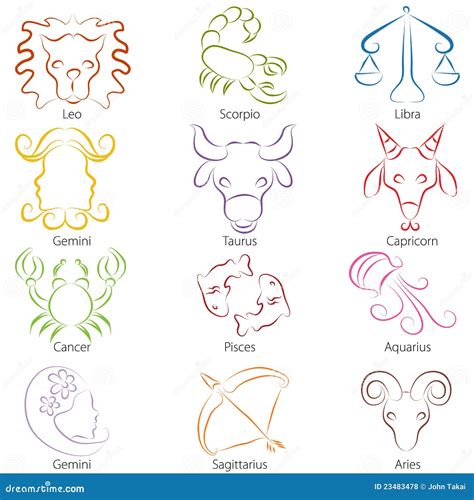 Zodiac Sign Line Art Stock Vector Illustration Of Logo 23483478