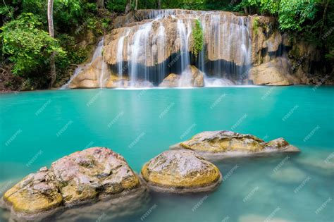 Premium Photo Beautiful Waterfall In Erawan Waterfall National Park