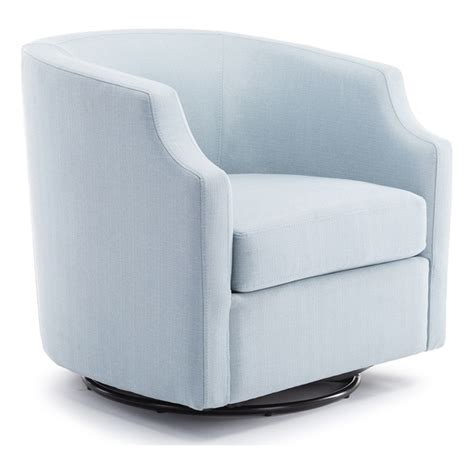 Infinity Sky Blue Fabric Modern Swivel And Rocker Barrel Chair 8092 06