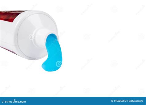 Toothpaste Isolated On White Background Tube Of Blue Toothpaste