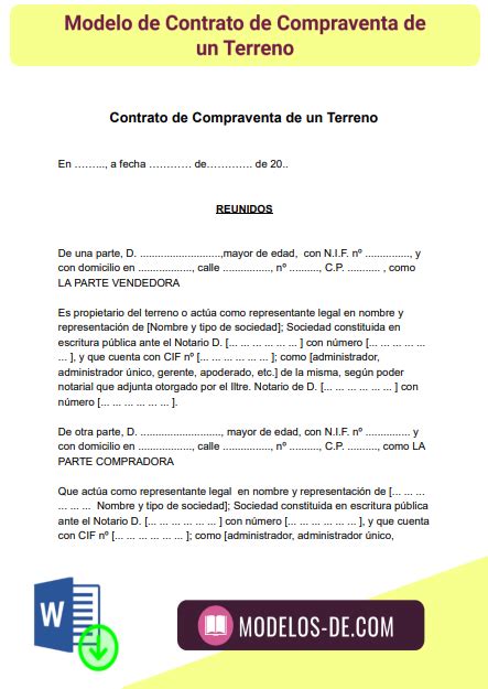 Modelo De Contrato De Compraventa De Terreno Word Gratis 2023