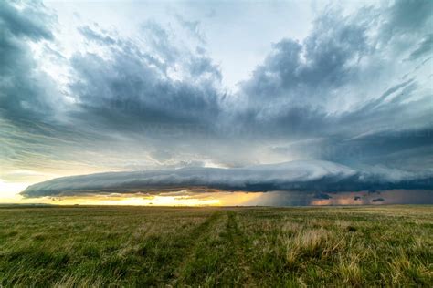 Usa South Dakota Supercell Over Plains Stock Photo