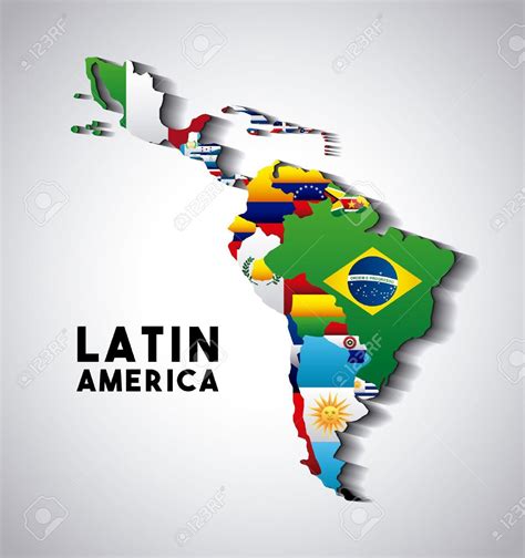 Map Of Latin America With The Flags Of Countries Colorful Design
