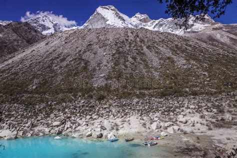 Turquoise Paron Lake In Cordillera Blanca Snowcapped Andes Ancash