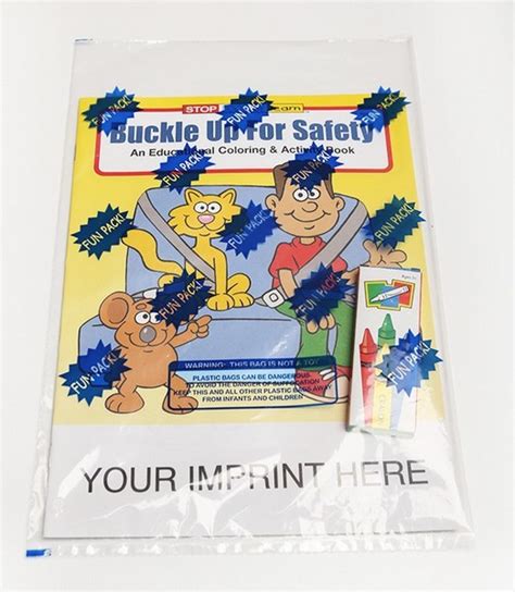 cs0225 buckle up for safety coloring and activity book with custom imprint