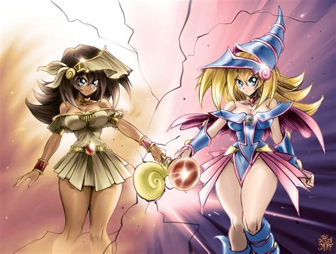 Dark Magician Girl And Mana Yu Gi Oh And 1 More Drawn By The Golden Smurf Danbooru