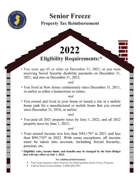 Senior Freeze Property Tax Reimbursement 2022 Califon New Jersey