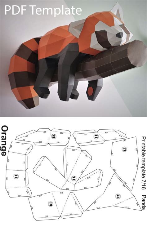 Get This Pdf Template To Make An Amazing Red Panda Paper Model Origami