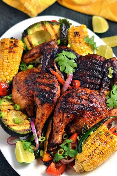 Mexican Brick Chicken with Grilled Corn and Avocados ...