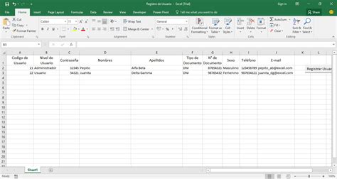 Plantilla Para Registrar Usuarios De Excel Excel Avanzado