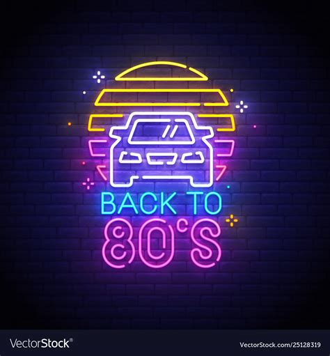 Back To 80s Neon Sign Back To 80s Logo Neon Vector Image
