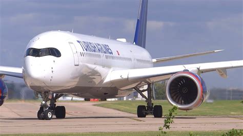 Turkish Airlinesaeroflot Hybrid A350 Landing And Takeoff At Manchester