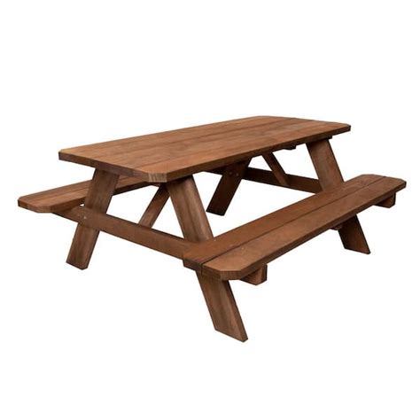 Outdoor Essentials 72 In Color Treated Wood Deluxe Picnic Table Kit 471995 The Home Depot