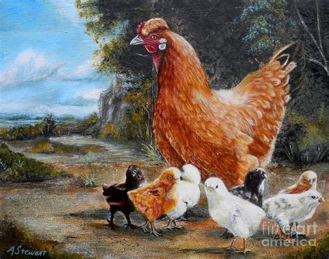 Victorian Hen And Chicks Painting By Amanda Hukill