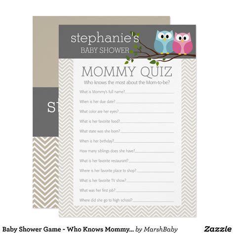 Baby Shower Game - Who Knows Mommy Best Quiz | Zazzle.com | Who knows mommy best, Baby shower 