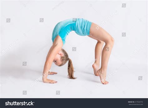 Young Girl Doing Backbend Wearing Blue 스톡 사진 217926772 Shutterstock