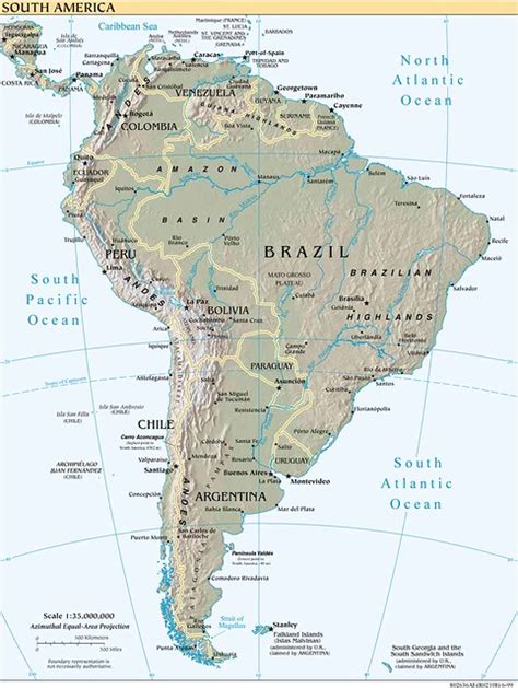 Mapa De América Del Sur Mapa Da América Do Sul Map Of South America