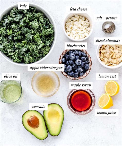 Lemon Kale Avocado Salad With Blueberries And Feta Easy And Delicious