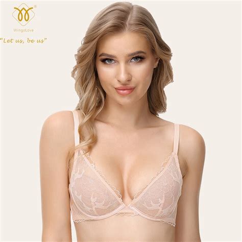 Wingslove Sexy Mesh Lace Bra Breathable Underwire Push Up Bralette