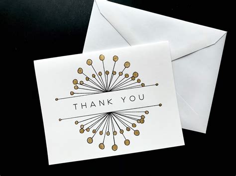 Gender Neutral Thank You Card Handmade Metallic Gold And Etsy