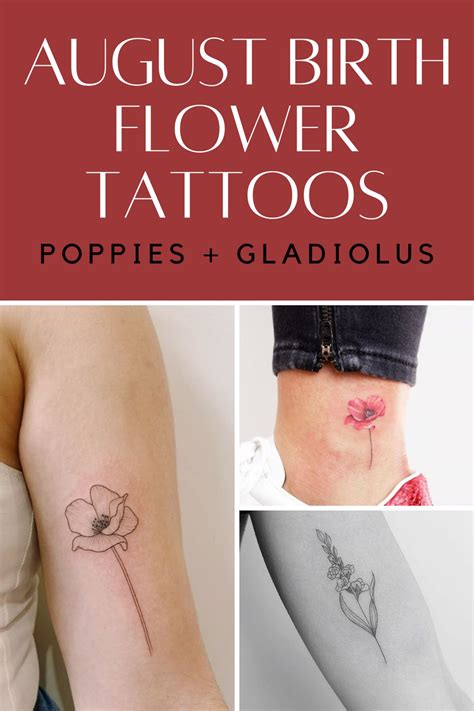 August Birth Flower Tattoos Poppies Gladiolus Tattoo Glee