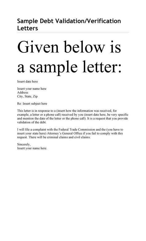 50 Free Debt Validation Letter Templates And Samples Templatelab