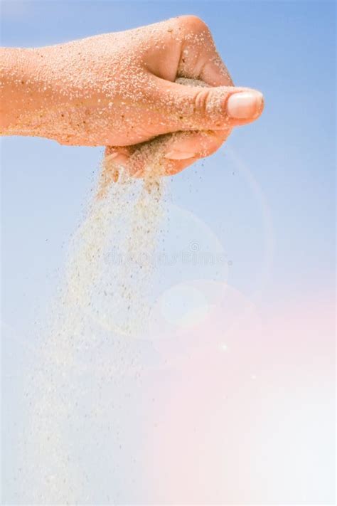 Hands Are Pouring Sand By The Sea Stock Image Image Of Sunset Sand