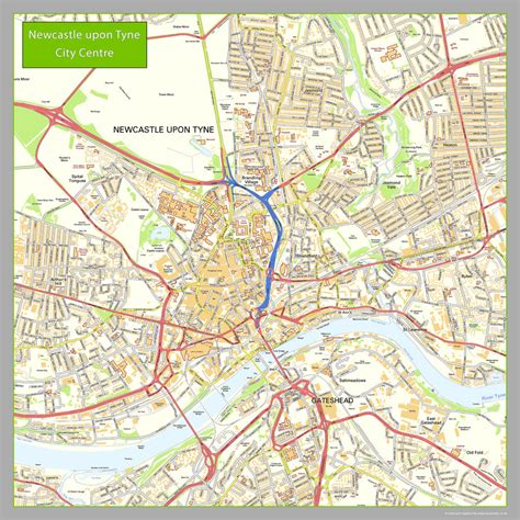 Newcastle City Centre Street Map I Love Maps