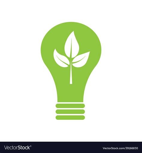 Green Eco Bulb Icon Nature Care Emblem Ecology Vector Image