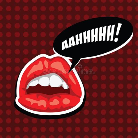 Female Mouth With Speech Bubble Red Lips And Comic Speech Bubble