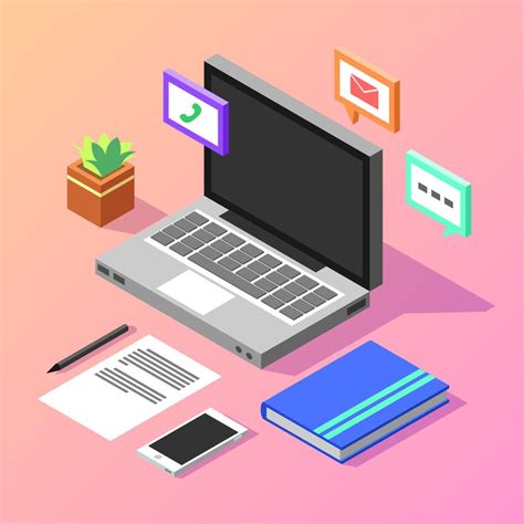 Office Isometric Workspace Vector 217186 Vector Art At Vecteezy