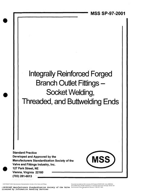 Mss Sp 97 01 Pdf Pipe Fluid Conveyance Building Engineering