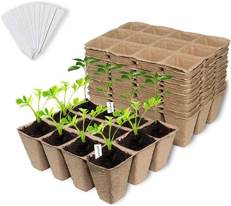 12 Packs Peat Pots Seed Starter Trays 144 Cells Biodegradable Seedling