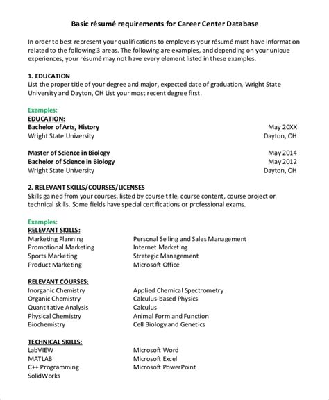 Resume templates find the perfect resume template.; FREE 8+ Basic Resume Samples in PDF | MS Word