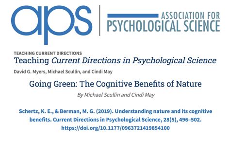 Association For Psychological Science Aps Featured Enls Article And