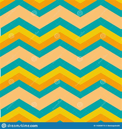 Vintage Retro Style Geometric Chevron Zigzag Seamless Pattern In Blue