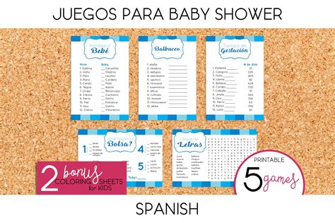 Juegos Para Baby Shower De Niño Imprimible Español Etsy España