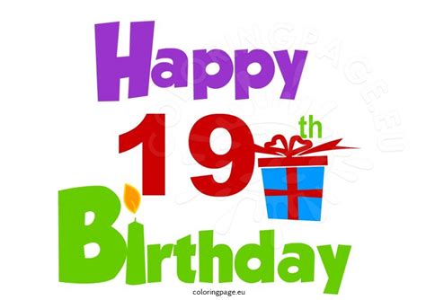 Happy 19th Birthday Clipart Coloring Page