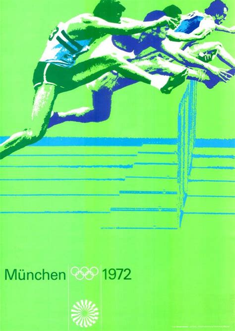 Otl Aicher Poster Artwork For Track And Field Hurdles Olympic Games