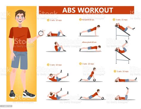 Abs Workout For Men Stock Illustration Download Image Now Istock