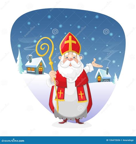 Poster Saint Nicholas Standing In Front Of Winter Background