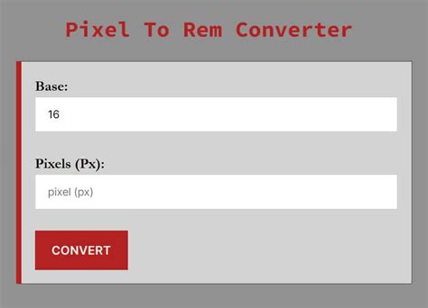 Pixel To Rem Converter