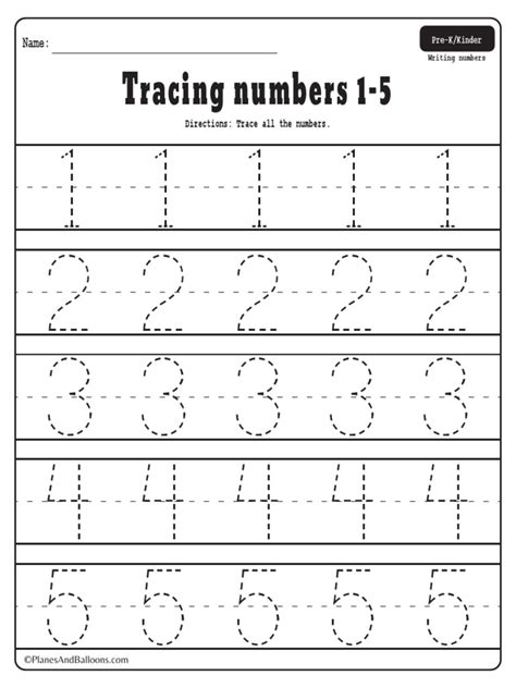 Number Tracing Worksheets 1 20