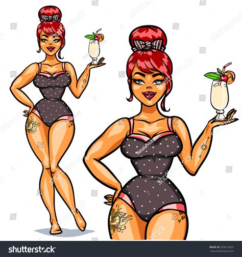 Pretty Pin Girl Cocktail Isolated On Stock Vector Royalty Free 263613623 Shutterstock