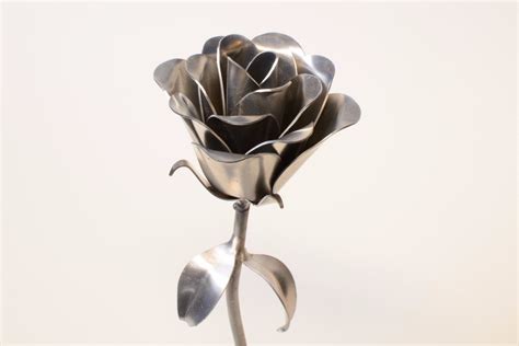 Bare Aluminum Metal Rose With Custom Engraving Etsy