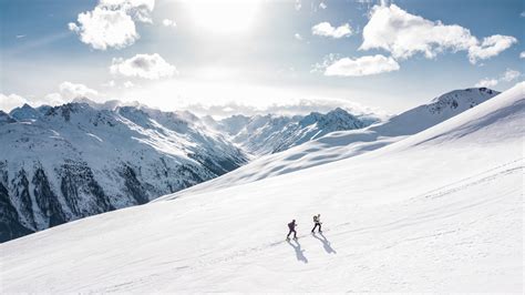 Free Photo Two Man Hiking On Snow Mountain Adventure